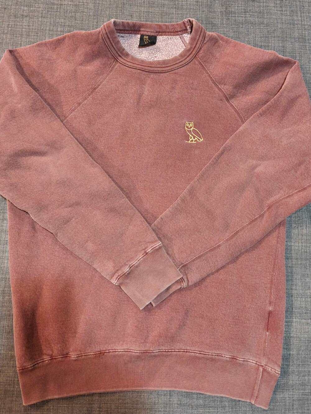 OVO Men's Crewneck Sweatshirt in Dusty Rose with Gold Owl Logo